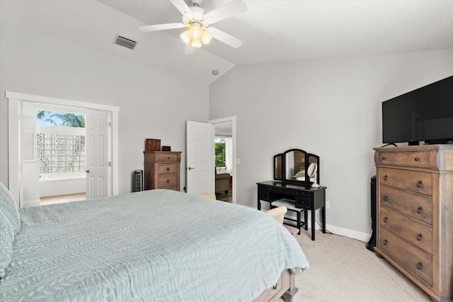 1904 Rouzbeh Ct, Port Orange, FL 32128 - bedroom with lofted ceiling, multiple windows, light colored carpet, and ceiling fan
