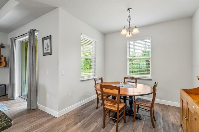 9 Elder Pl, Palm Coast, FL 32164 - dining space with wood finished floors, healthy amount of natural light, and a chandelier