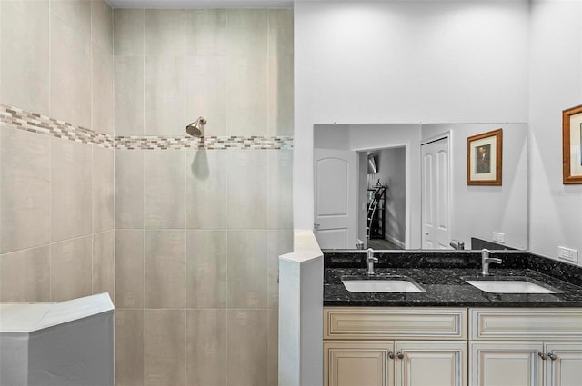 9 Elder Pl, Palm Coast, FL 32164 - bathroom featuring double vanity and walk in shower