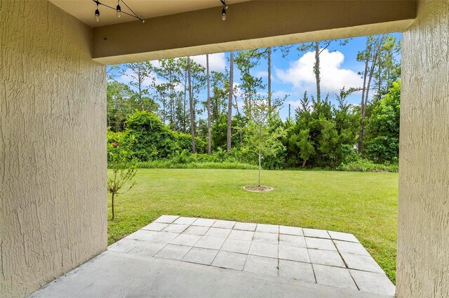 9 Elder Pl, Palm Coast, FL 32164 - view of patio featuring view of wooded area and ceiling fan