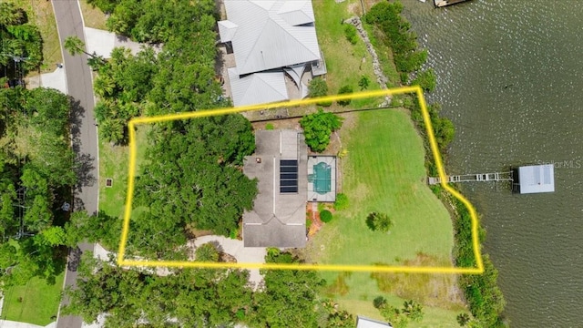 2940 Sunset Dr, New Smyrna Beach, FL 32168 - aerial view of property and surrounding area with a nearby body of water and property boundaries highlighted