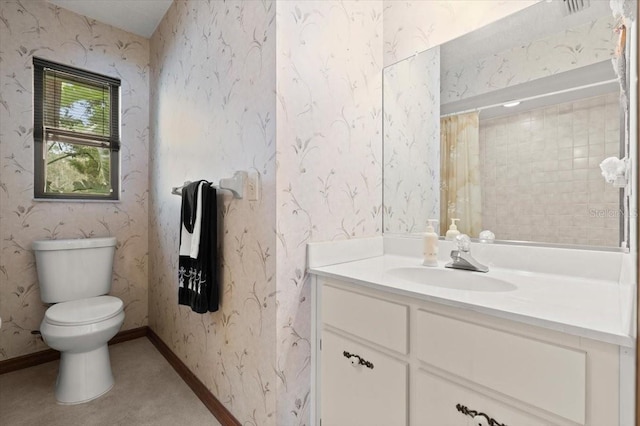 2940 Sunset Dr, New Smyrna Beach, FL 32168 - full bath featuring vanity and wallpapered walls