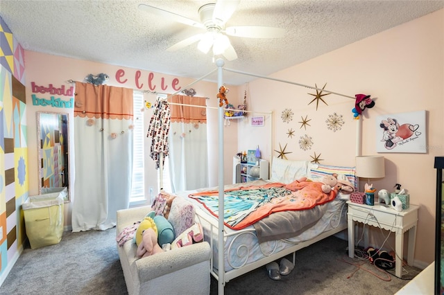 32 Karas Trl, Palm Coast, FL 32164 - carpeted bedroom featuring a textured ceiling and ceiling fan