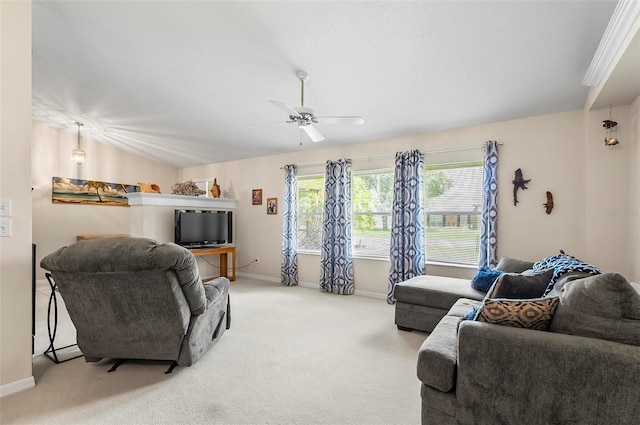 5 Wilksboro Pl, Palm Coast, FL 32164 - living room with light carpet and a ceiling fan