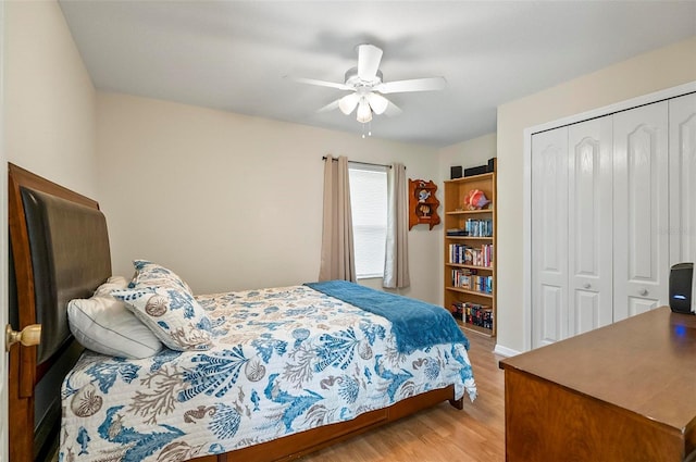 5 Wilksboro Pl, Palm Coast, FL 32164 - bedroom featuring a closet, light wood-style flooring, and a ceiling fan