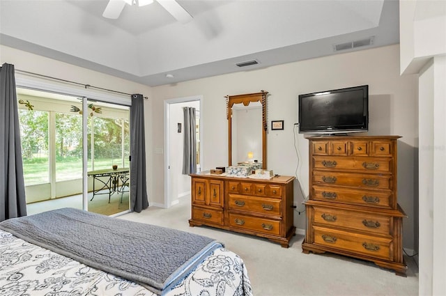 5 Wilksboro Pl, Palm Coast, FL 32164 - bedroom featuring access to outside, light carpet, and ceiling fan