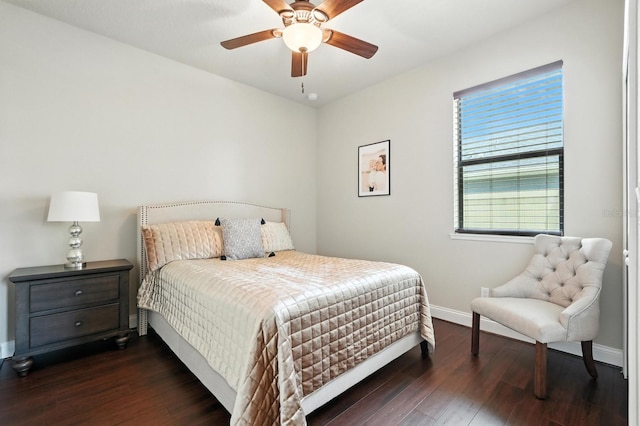 42 Felwood Ln, Palm Coast, FL 32137 - bedroom with dark wood-style floors and ceiling fan