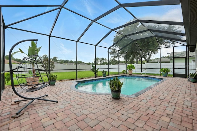 42 Felwood Ln, Palm Coast, FL 32137 - view of pool featuring a patio area, a fenced backyard, and a lanai