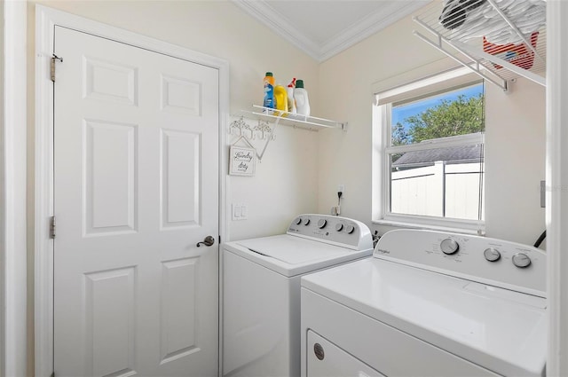 12 Comet Ct, Palm Coast, FL 32137 - washroom featuring washing machine and dryer and crown molding