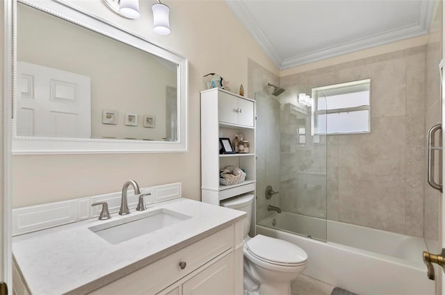 12 Comet Ct, Palm Coast, FL 32137 - bathroom featuring bathing tub / shower combination, vanity, and ornamental molding