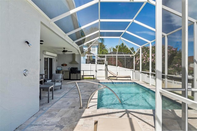 12 Comet Ct, Palm Coast, FL 32137 - view of pool featuring a patio, ceiling fan, and glass enclosure