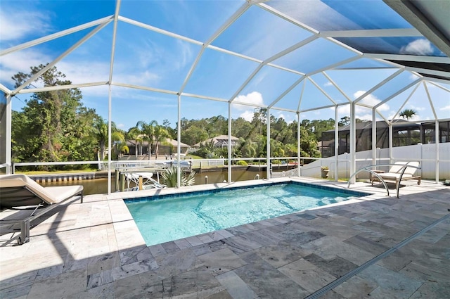 12 Comet Ct, Palm Coast, FL 32137 - outdoor pool with a patio, a dock, and a lanai