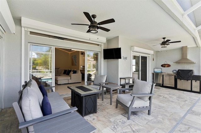 12 Comet Ct, Palm Coast, FL 32137 - view of patio / terrace featuring ceiling fan, a grill, and an outdoor hangout area