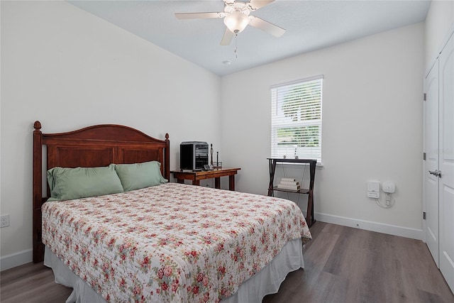 7 Pine Bush Ln, Palm Coast, FL 32164 - bedroom featuring wood finished floors, a closet, and a ceiling fan