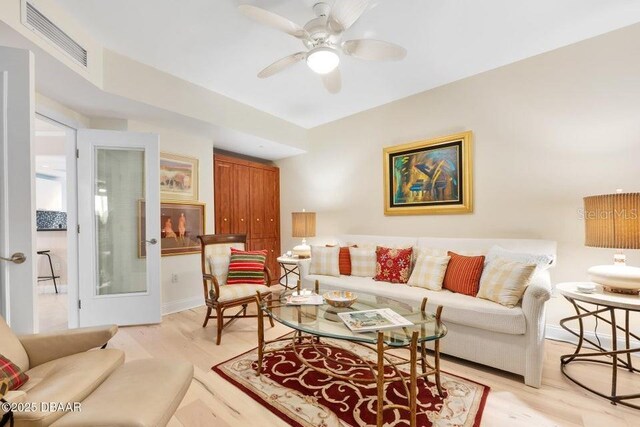 231 Riverside Dr Unit 103-1, Daytona Beach, FL 32117 - living area featuring ceiling fan and light wood finished floors