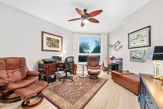 231 Riverside Dr Unit 103-1, Daytona Beach, FL 32117 - home office with light wood-type flooring and ceiling fan