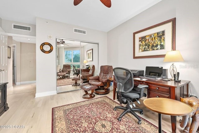 231 Riverside Dr Unit 103-1, Daytona Beach, FL 32117 - office area with ceiling fan and light wood finished floors