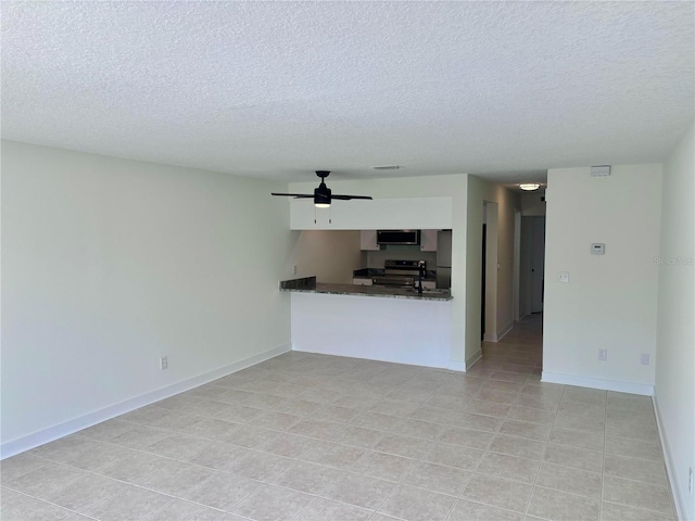3628 S Central Ave Unit 5, Flagler Beach, FL 32136 - unfurnished living room with a textured ceiling and a ceiling fan