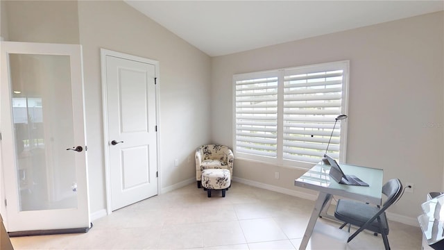90 Randolph Dr, Palm Coast, FL 32164 - sitting room with vaulted ceiling and light tile patterned flooring