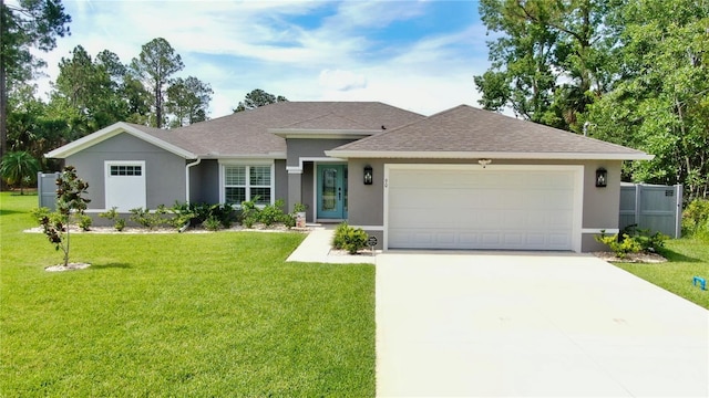 90 Randolph Dr, Palm Coast, FL 32164 - single story home with stucco siding, a shingled roof, a garage, and driveway