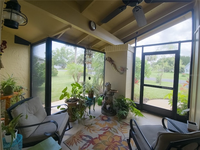 9 Collins Ln, Palm Coast, FL 32137 - sunroom / solarium featuring a ceiling fan and healthy amount of natural light