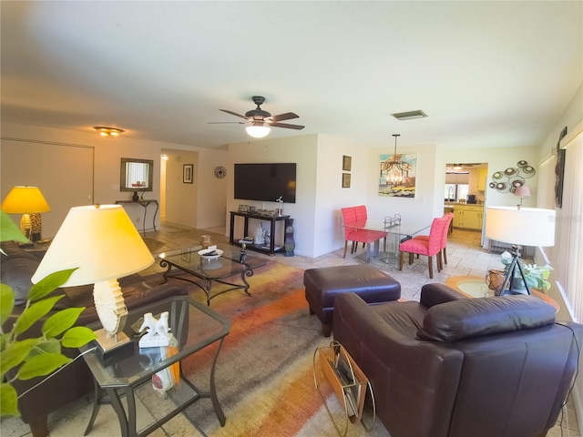 9 Collins Ln, Palm Coast, FL 32137 - living room featuring a ceiling fan