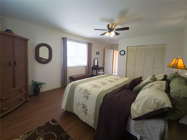 9 Collins Ln, Palm Coast, FL 32137 - bedroom featuring a closet, wood finished floors, and ceiling fan