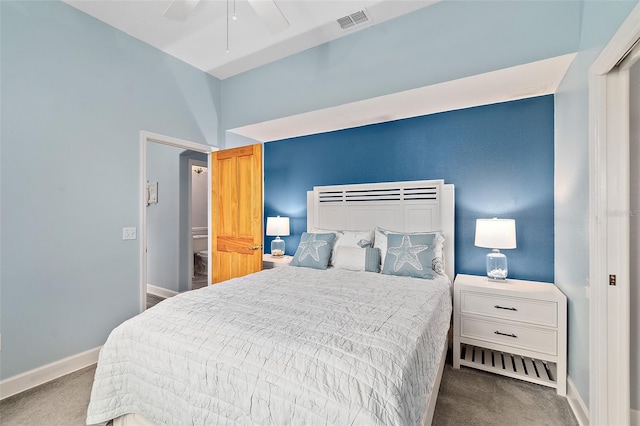 101 N 22nd St, Flagler Beach, FL 32136 - carpeted bedroom featuring baseboards and ceiling fan