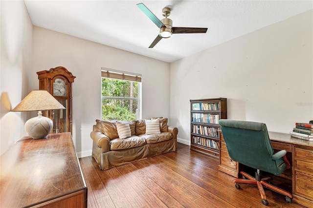 68 Egret Trl, Palm Coast, FL 32164 - office area featuring hardwood / wood-style floors and a ceiling fan