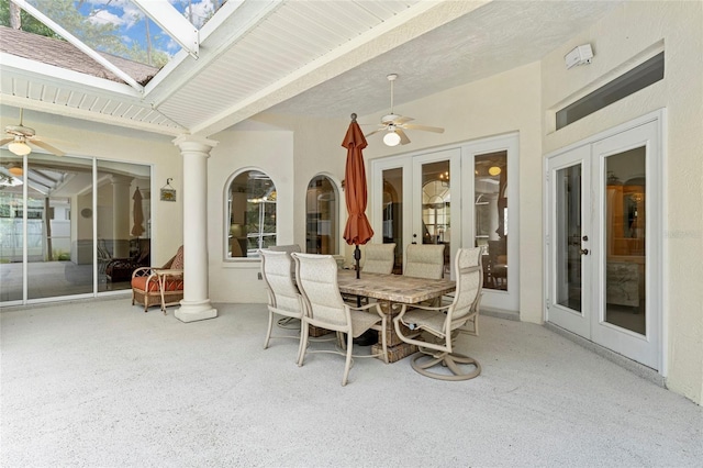 68 Egret Trl, Palm Coast, FL 32164 - view of patio featuring french doors, a ceiling fan, and outdoor dining area