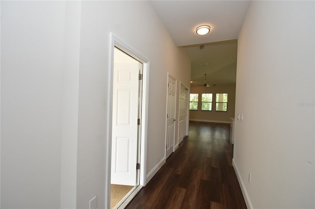 77 Green Cir, Palm Coast, FL 32164 - hall featuring dark wood-style floors and baseboards