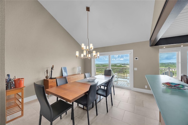 9353 Old A1A, Saint Augustine, FL 32080 - dining space featuring healthy amount of natural light, a chandelier, and light tile patterned flooring