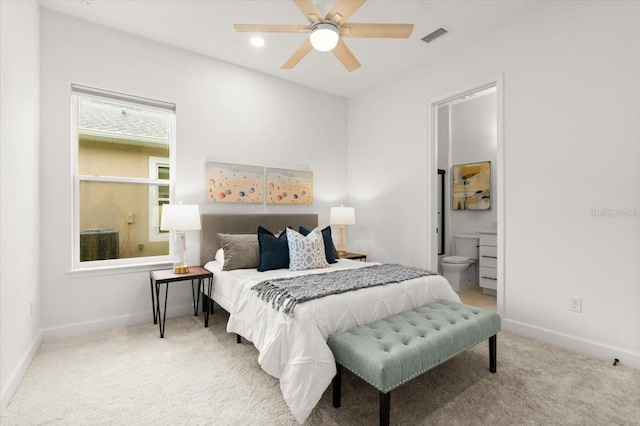 476 Stirling Bridge Dr, Ormond Beach, FL 32174 - carpeted bedroom with ensuite bathroom, a ceiling fan, and recessed lighting
