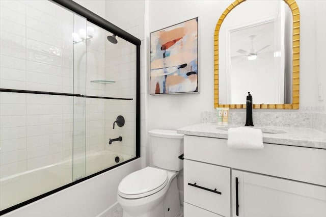 476 Stirling Bridge Dr, Ormond Beach, FL 32174 - bathroom with vanity, bath / shower combo with glass door, and a ceiling fan