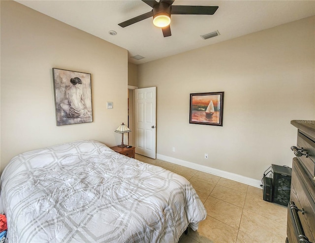 8 Wiltshire Pl, Palm Coast, FL 32164 - bedroom with light tile patterned floors and ceiling fan
