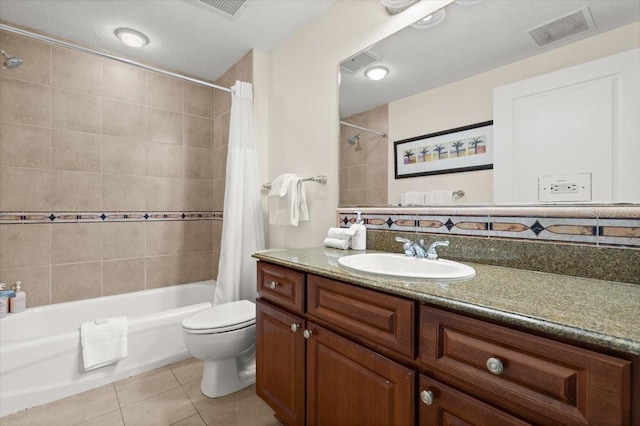 200 Ocean Crest Dr Unit 813, Palm Coast, FL 32137 - bathroom with tile patterned floors, vanity, and shower / tub combo with curtain