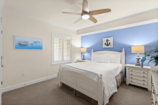 200 Ocean Crest Dr Unit 813, Palm Coast, FL 32137 - carpeted bedroom with ornamental molding and a ceiling fan