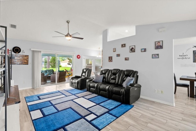 25 Round Mill Ln, Palm Coast, FL 32164 - living area with a ceiling fan and light wood-style floors