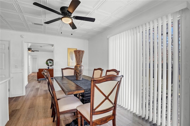 54221 Cravey Rd, Callahan, FL 32011 - dining room featuring an ornate ceiling, ceiling fan, and light wood-style floors