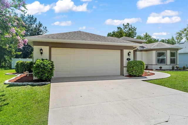 15 Long Pl, Palm Coast, FL 32137 - single story home featuring stucco siding, concrete driveway, a front yard, and a garage
