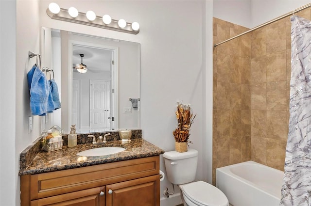 15 Long Pl, Palm Coast, FL 32137 - bathroom with vanity, shower / bath combo with shower curtain, and a ceiling fan
