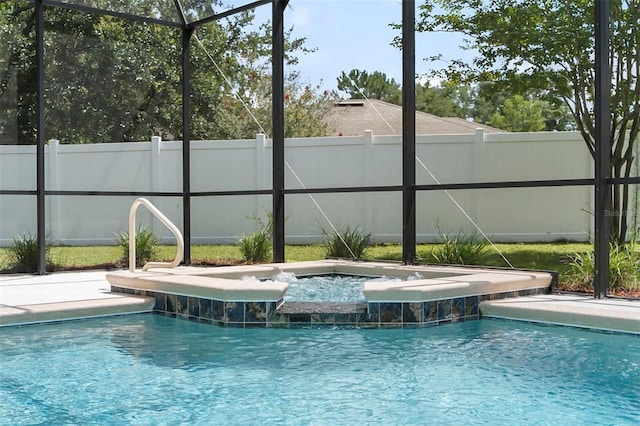15 Long Pl, Palm Coast, FL 32137 - view of swimming pool with a pool with connected hot tub and a lanai