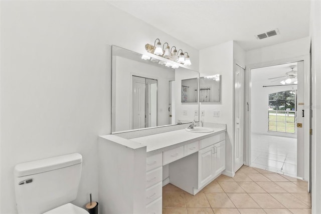 2790 Pelham Cir, Deltona, FL 32738 - bathroom with vanity, tile patterned flooring, and ceiling fan