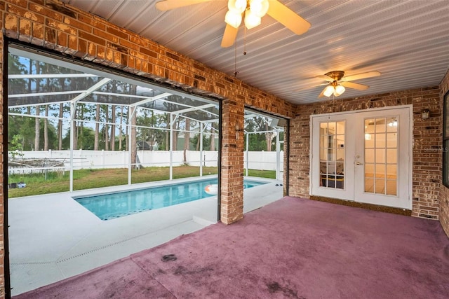 2790 Pelham Cir, Deltona, FL 32738 - view of swimming pool featuring french doors, ceiling fan, and a patio