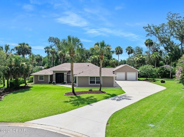 3959 S Chinook Ln, Ormond Beach, FL 32174 - ranch-style home featuring concrete driveway, a front lawn, and stucco siding