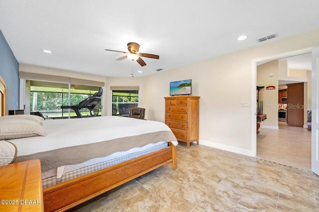 3959 S Chinook Ln, Ormond Beach, FL 32174 - bedroom featuring recessed lighting and a ceiling fan