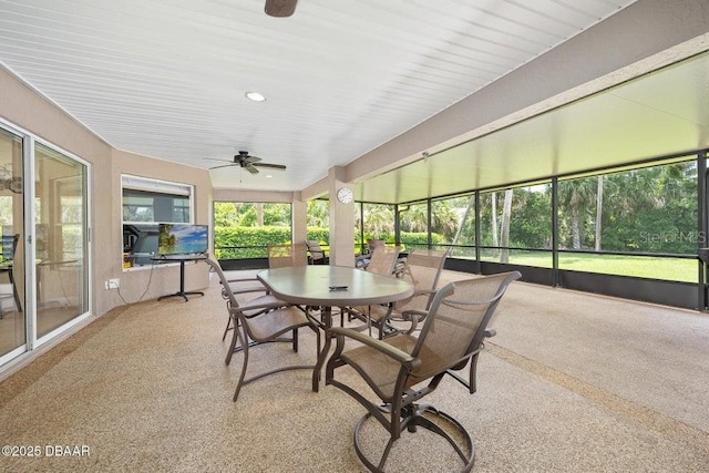 3959 S Chinook Ln, Ormond Beach, FL 32174 - sunroom / solarium featuring ceiling fan and outdoor dining space
