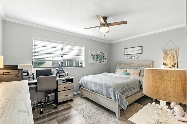 16 Courtney Pl, Palm Coast, FL 32137 - bedroom with ornamental molding, an office area, wood finished floors, and ceiling fan