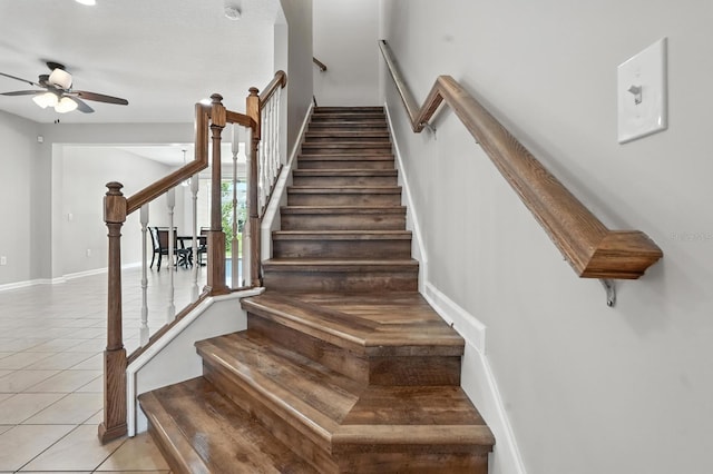 176 Nelson Ln, Saint Johns, FL 32259 - staircase featuring ceiling fan and tile patterned floors