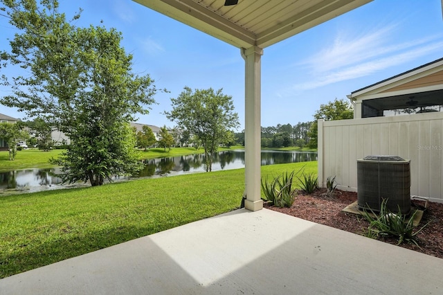 176 Nelson Ln, Saint Johns, FL 32259 - view of patio with a water view and a ceiling fan